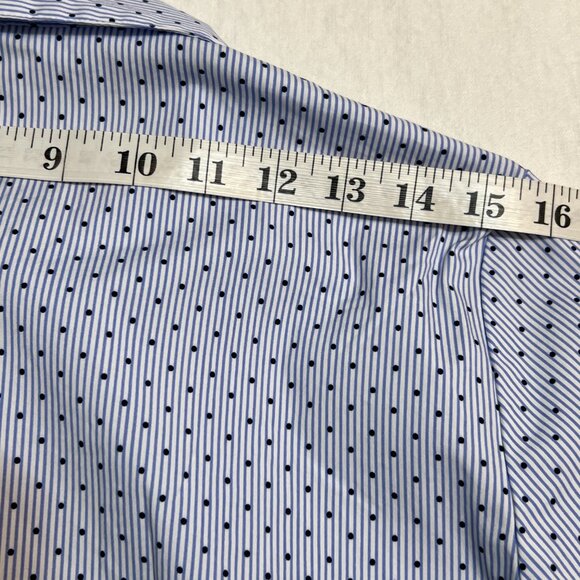 Ann Taylor Factory Women's Button Down Shirt S Blue White Polka Dot Long Sleeve - Picture 11 of 12